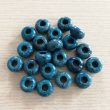 Wholesale Fashion 30pcs natural Blue agates stone beads 14*7mm big hole round bead For Bracelet jewelry free shipping 2024 - buy cheap