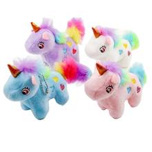 Llavero con colgante de felpa de 15cm, accesorio con forma de unicornio, Animal de peluche, arcoíris, bolsa, regalo sorpresa 2024 - compra barato