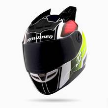 MALUSHEN-casco de motocicleta con cuernos negros, diseño profesional, cara completa, No.23 2024 - compra barato