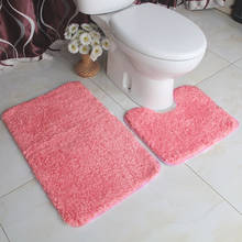 Simple Style Solid Color Toilet Bath Mats Set 2 pcs Anti Slip Mat for Bathroom Rugs Bathroom Floor Rug Thickened Bath Feet Pad 2024 - buy cheap