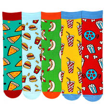 5 Pairs/pack Happy Socks Avocado Sushi Omelette Burger Apple Fruit Food Funny Cotton Socks Women Long Sock Winter  Female 2024 - buy cheap