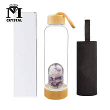 Новый продукт натуральный смешанный Кристалл кварцевая галька драгоценный камень целебное стекло энергия эликсир напиток бутылка для воды бамбуковая стеклянная чашка подарок 2024 - купить недорого