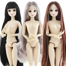BJD кукла 30 см 20 подвижные куклы Jointe 3D глаза Bjd пластиковая кукла для девочек игрушки длинный парик женский телесный модный Рождественский подарок 2024 - купить недорого