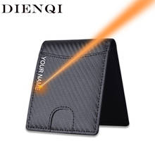 DIENQI Genuine Leather Carbon Fiber Men's Wallet RFID Bifold Card Holder Smart Purse Luxury Customize Fathers Day Gifts Wallets 2024 - buy cheap