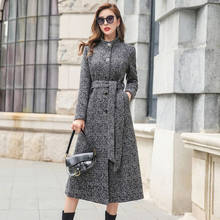 Элегантное тонкое длинное женское пальто, теплая зимняя однобортная куртка с поясом, офисное шерстяное пальто, верхняя одежда высшего качества, D305 2024 - купить недорого