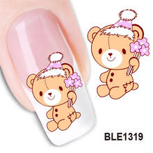 Adesivo transferidor de água água arte para unhas, desenho animado, urso, design feminino, ferramentas de manicure, decoração de unhas, ble 1319 2024 - compre barato