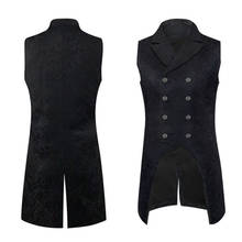 Mens Gothic Steampunk Double Breasted Vest Waistcoat Sleeveless Tailcoat Medieval Victorian Coat  Vest Stage Cosplay Costume 2024 - buy cheap