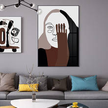 Criativo rostos humanos abstratos lona posters moderno azul e marrom figura arte da parede fotos para sala de estar quarto decoração casa 2024 - compre barato