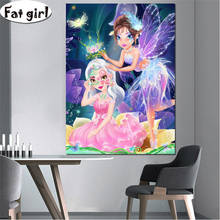 5d Diamond painting cross stitch Two cute little princesses embroidery mosaic square round drill Home Decoration Beauty Fairy 2024 - buy cheap