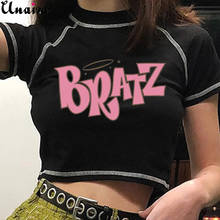 Unaiza Female T-shirt Vintage T-shirt Street Goth T-shirt Harajuku black Women Short Sleeve Tee Tops BRATZ Print Roupas Feminina 2024 - buy cheap