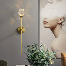 Luminária de parede em cristal moderna de luxo, para decoração de casa, loft, sala de estar, plano de fundo de tv, luminária led 2024 - compre barato