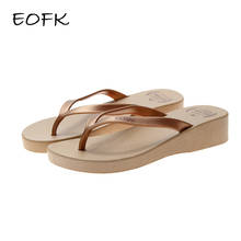 Eofk chinelos femininos, saltos de verão ao ar livre, sapatos macios, casual, brilhante, praia, 3.5 cm de altura, pvc, cores sólidas, pu 2024 - compre barato