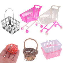 New Miniature Shopping Basket Pretend Play Toys Kids Mini Supermarket Shopping Hand Basket Model Doll House Miniature Furniture 2024 - buy cheap