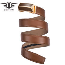 Plyesxale Luxury Brown Leather Belt For Men Fashion Ratchet Belts with Automatic Buckle Formal Business Dress Strap Male B128 2024 - buy cheap