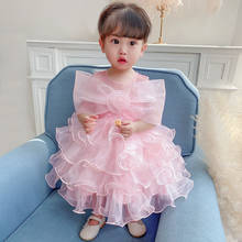 PLBBFZ платье с фатином для маленьких девочек для девочек 1st на первый день рождения, вечерние платья с кружевной юбкой-пачкой крещение новорожденных платье для детей, платье принцессы, костюм 2024 - купить недорого