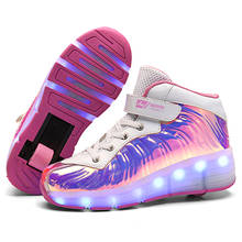 Black Pink Red USB Charging Fashion Girls Boys LED Light Roller Skate Shoes For Children Kids Sneakers With Wheels One wheels 2024 - buy cheap