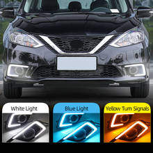 Автомобильный мигающий 1 пара для Nissan Sentra 2016 2017 2018 2019 светодиодный дневный ходовой светильник аксессуары для автомобиля DRL противотуманная фара сигнал поворота 2024 - купить недорого