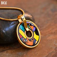 New Girl series new cloisonne jewelry enamel 28mm round necklace pendant for woman fashion ethnic style woman pendant with chain 2024 - buy cheap