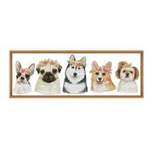 Joy Sunday Dog Patterns Cross Stitch Kits Sale 14CT 11CT Aida Counted Printed Canvas DMC DIY Handmade Embroidery Needlework Sets 2024 - buy cheap