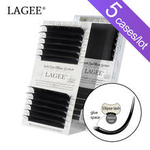 LAGEE 5 Cases Flat Ellipse Eyelash Extensions Matte Black Split Tips Mix False Lash Natural Light Eyelashes Makeup Tool 2024 - buy cheap