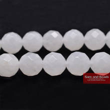 Free Shipping Natural Stone Faceted White Chalcedony Round Beads 15.5inch/strand Pick Size 4 6 8 10 12mm FWJB01 2024 - buy cheap