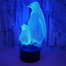 Remote Control USB 7 Color Charge 3d Illusion LED Night Light Penguin Animal Table Lamp Baby Sleep Lighting Kids Friends Gift 2024 - buy cheap