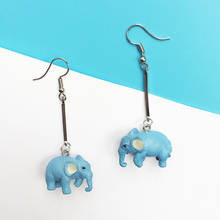 Lovely Cubic Resin Elephant Dangle Earrings for Women Girls Blue Gray color Cute Cartoon Animal Earrings Brincos Fashion Jewelry 2024 - buy cheap