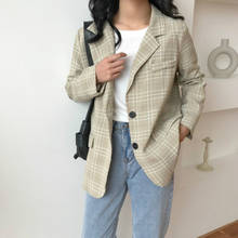 Women Autumn Plaid Blazer and Jacket Coat Female Single Breasted Vintage Chaqueta Mujer Plus Size Coat Veste Femme Manteau 2024 - buy cheap