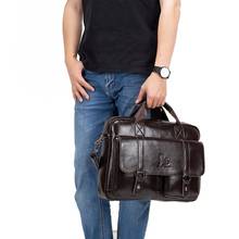 Men's Genuine Leather Bag Laptop Briefcase Vintage Handbags Large Messenger Shoulder Bags Male Multifunction Business Travel Bag 2024 - buy cheap