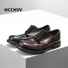 Retro High Quality Genuine Leather Men Shoes Lace-Up Business Dress Men Oxfords Shoes Male Formal Shoes 2024 - buy cheap