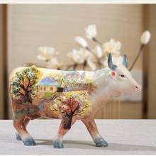 Ceramic Creative Hand Painted Cow Bull Home Decor Crafts Room Decoration Handicraft Cattle Porcelain Animal Figurines 2024 - buy cheap
