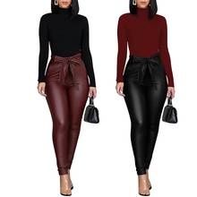 2020 Women Ladies PU Leather Pants Stretchy Skinny Pencil Trousers High Waisted Slim Fit Trousers Pants Leggings 2024 - buy cheap
