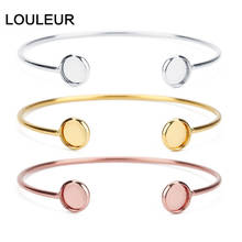 2021 New Fashion 16.6cm Round Stainless Steel Charm Bracelet Bangle For Women Open Cuff Bangles Jewelry Gifts Adjustable 2024 - buy cheap