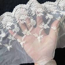 Hot Sale1 Yard 18cm Width High Qualtiy Beige DIY Trims Flower Design Cotton Lace Trims Wedding Bride Dress Sewing Craft 2024 - buy cheap
