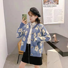 H9614 suéter feminino moderno, cardigã de malha com manga comprida, estilo coreano, casual, casaco superior para mulheres 2024 - compre barato
