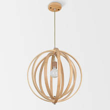 Lámpara colgante de madera maciza para sala de estar, luz LED con anillo ajustable nórdico, para comedor, Bar y Loft 2024 - compra barato