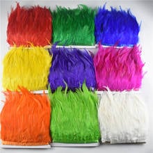 Wholesale 10yard 8-10cm Saddle Rooster Feathers Trim Stripe Cock Feather Decoration Quality Clothing Making Feathers for Crafts 2024 - buy cheap