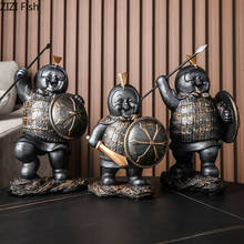 Decoração de mesa de estatuetas de soldado, decoração de mesa de resina, artesanato de guerreiro, ornamentos, escultura, decoração de casa vintage 2024 - compre barato