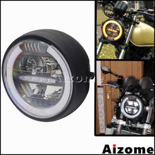 Farol de led para motocicleta, 12v-24v, retro, cafe, racer, à prova d'água, farol dianteiro para harley bobber, chopper, bmw 2024 - compre barato