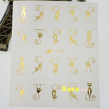 1sheet Fashion Tips Nail Art Foil Polish  Sexy GOLD Cute Cat Design Water Transfer Stickers Decal DIY Manicure Decoration SAY063 2024 - buy cheap