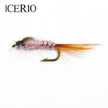 ICERIO-Cadena de latón marrón para Midge Mayfly, señuelo de pesca con grúa de trucha, 8 Uds., n. ° 12 2024 - compra barato