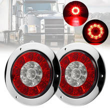 2 pces 12/24v caminhão reboque rv caminhão traseiro parar sinal de volta cauda parar luz lâmpada com quadro de aço inoxidável redondo led sinal lâmpada 2024 - compre barato