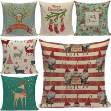 Christmas pattern cushion cover high-quality linen-cotton 45cm*45cm cushion cover is suitable for sofa bedroom pillow cover 2024 - buy cheap