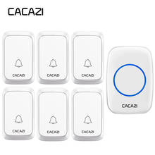 CACAZI Wireless Doorbell Waterproof 300M Remote Bell 6 Button 1 Receiver LED Smart Home Call Bell 58 Chime Hotel Ringbell 220V 2024 - buy cheap