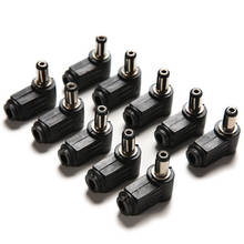Cable de alimentación DC de 90 grados, 10 piezas, 2,1mm, enchufe macho, Cable de soldadura, Adaptador de punta, conector 2,1x5,5mm, negro 2024 - compra barato