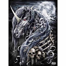 5D Diy Diamond Painting Black Horses Skull Cross Stitch Full square Round diamond embroidery Mosaic Wedding decorationZP-2423 2024 - buy cheap