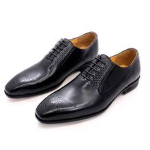 Zapatos Oxford de moda para hombre, calzado de vestir con estampado de tejido de lujo, color negro y verde, con cordones cuadrados, de cuero, para boda y oficina 2024 - compra barato