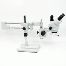 Fyescopo 7x-45x! Microscópio trinocular estéreo com suporte de lança dupla wf10x/20mm 2024 - compre barato