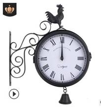 Spanish Antique Iron decorative clocks and watches creative double-sided wall mounted clocks guest hall retro electronic clocks 2024 - buy cheap