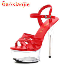 Women Shoes High Quality Female Model T Station Catwalk Sexy Crystal Transparent Platform Shoes High Heels 15CM Wedding Shoes 2024 - buy cheap